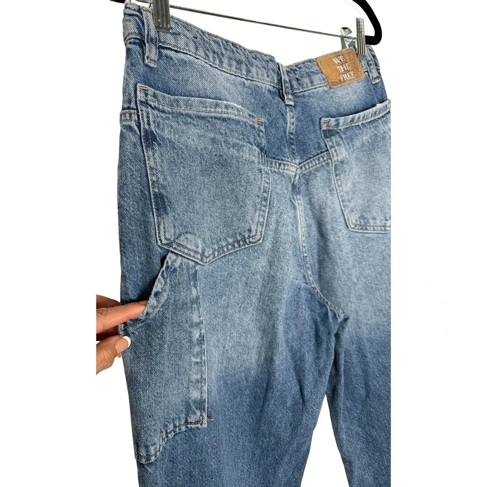 We The Free Women's Tinsley Baggy High Rise Straight Leg Jeans Blue Carpenter 28
